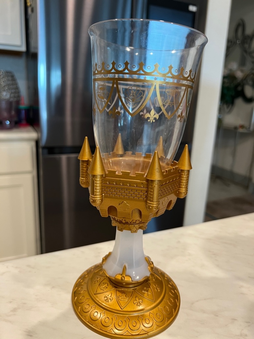 Disney Gold Castle Goblet Vase with Clear Bowl
